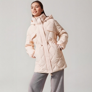 2024冬Q姿系列 衣佳人折扣女装 粉嫩甜美 中长款收腰白鸭绒羽绒服