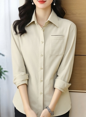 2025冬飘P系列 衣佳人折扣女装 翻领磨毛长袖简约衬衫上衣 9258