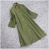 2021春汉派S系列 衣佳人折扣女装 气质立领侧边开叉纯色过膝风衣