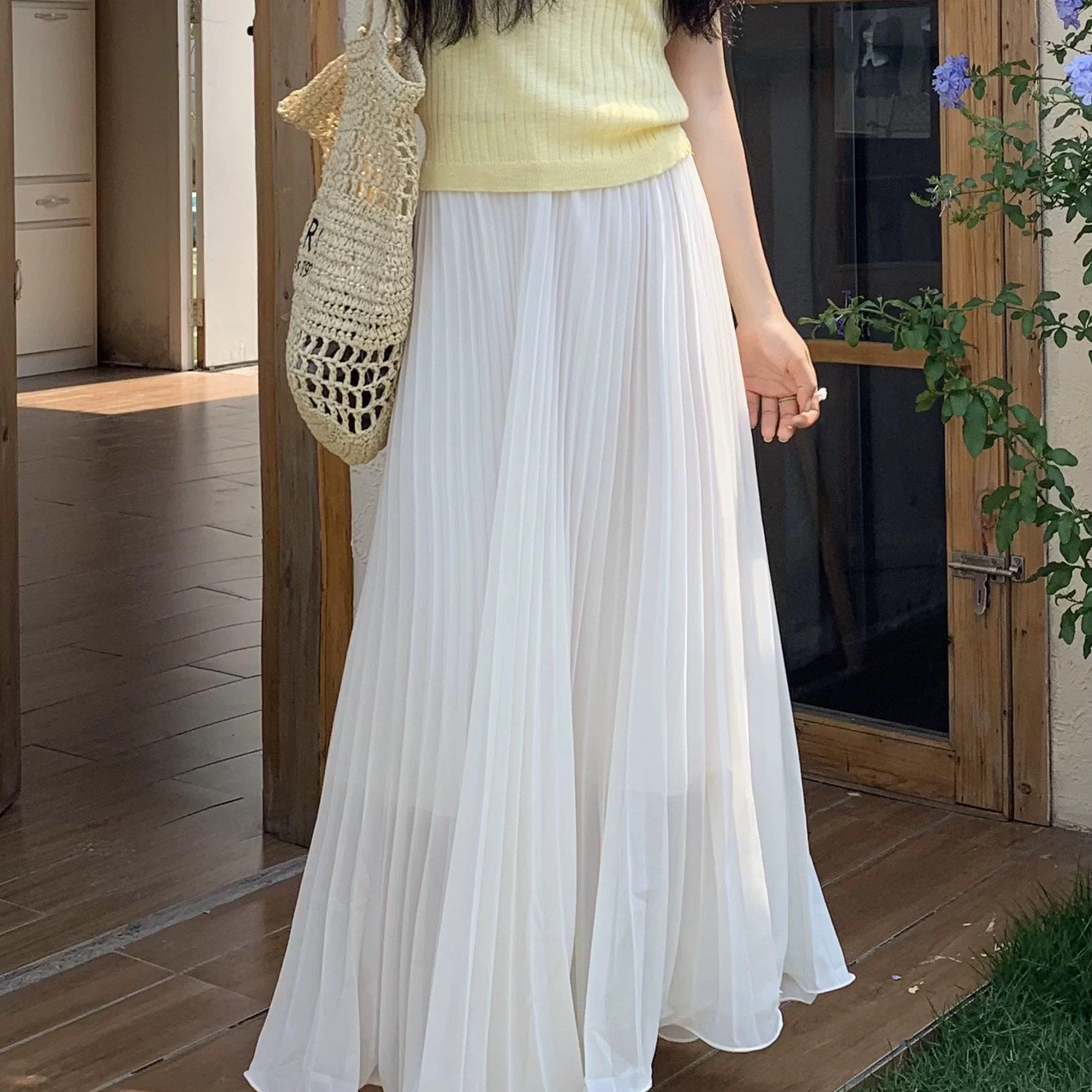 2026春当季新款 衣佳人折扣 雪纺百褶裙韩版风琴裙半身裙长裙