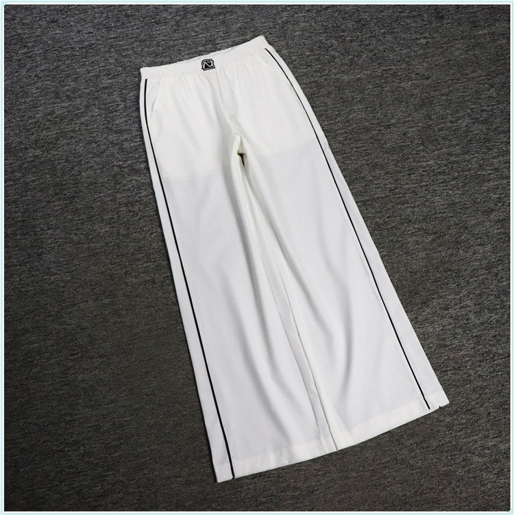 2025夏魅M系列 衣佳人折扣大码女装 松紧腰 镶边阔腿裤长裤  8276