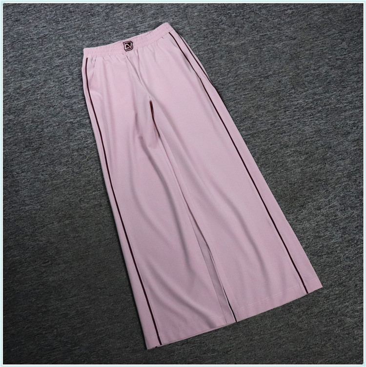 2025夏魅M系列 衣佳人折扣大码女装 松紧腰 镶边粉嫩阔腿裤  8276