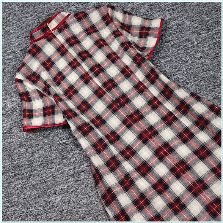 2023 XIACAN H 시리즈 YI JIAREN 할인 여성용 체크 무늬 롱 스타일 빅 브랜드 스타일 개선 치파오 드레스