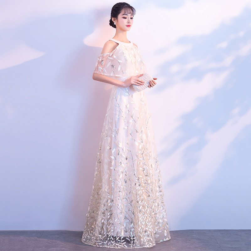 宴会晚礼服女2026新款端庄大气伴娘服长款星空礼服名媛聚会连衣裙