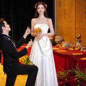 抹胸订婚晚礼服2026新款 香槟色新娘结婚敬酒服轻奢小众高级感冬季