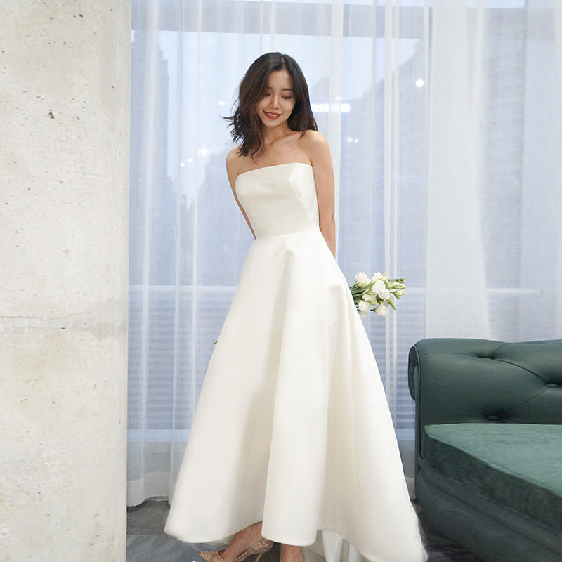 结婚礼服婚纱简约2026新款韩版抹胸高腰显瘦梦幻公主户外旅拍婚礼