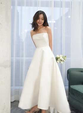 结婚礼服婚纱简约2026新款韩版抹胸高腰显瘦梦幻公主户外旅拍婚礼
