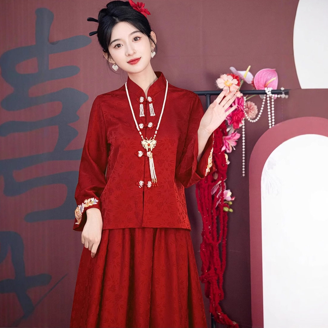 敬酒服新娘红色套装2026新款订婚衣服新中式秀禾服婚服结婚礼服裙