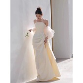 法式 新娘结婚敬酒服订婚礼服高端轻奢小众轻婚纱出门外景旅拍长裙