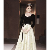 黑色晚礼服裙女高级感小众轻奢高端宴会声乐艺考成人礼主持人演出