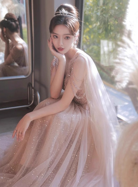 晚礼服女2026新款高级感生日宴会主持成人飘纱连衣裙高端轻奢小众