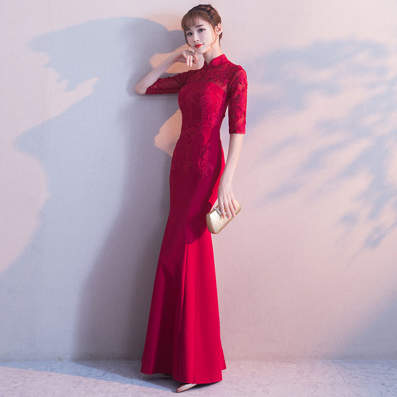 敬酒服2026新款夏款鱼尾长款新娘红色结婚礼服女中式旗袍性感修身