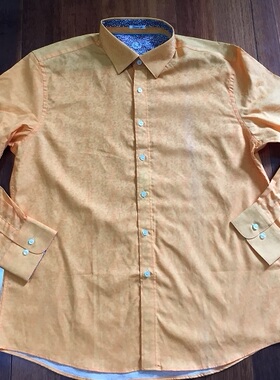 浅橙色提花长袖衬衫 休闲帅气百搭 男款 超值白菜 不退不换 大码