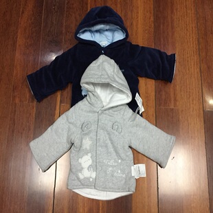 2个颜色 深蓝色和灰色外套 舒适保暖亲肤小孩宝宝棉衣 超值不退换