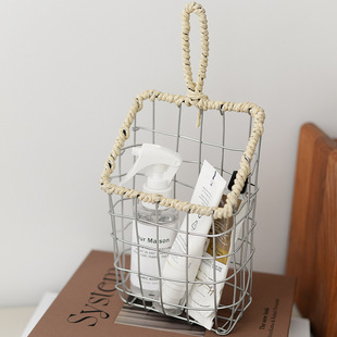 铁丝编制收纳筐壁挂篮收纳篮杂物储物杂志书架面包篮便捷厨房