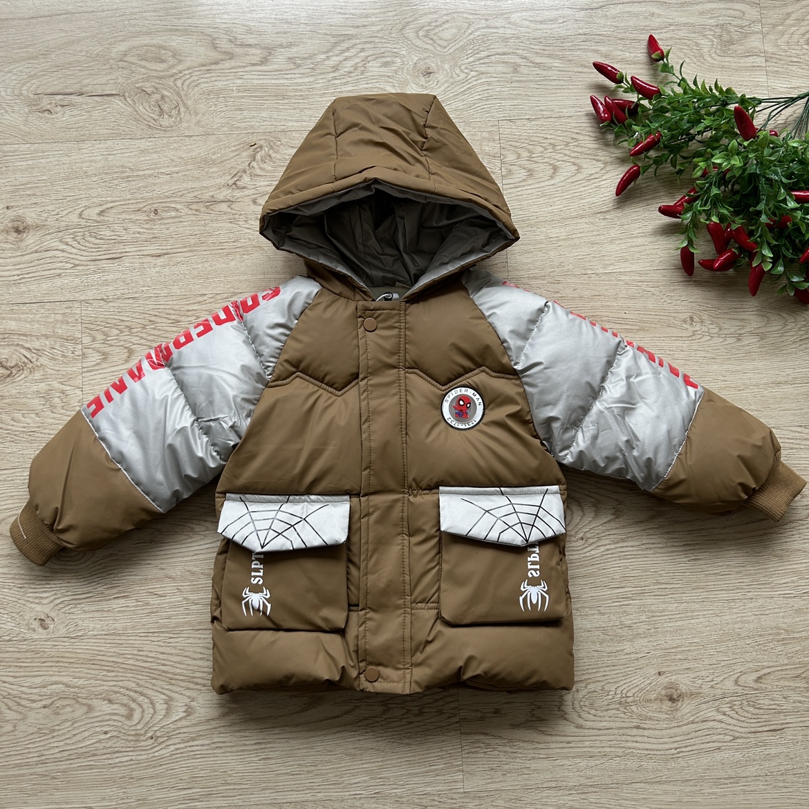 美啦德蜘蛛侠亮灯款连帽加绒加厚棉服外套棉袄男童立体蜘蛛侠可爱