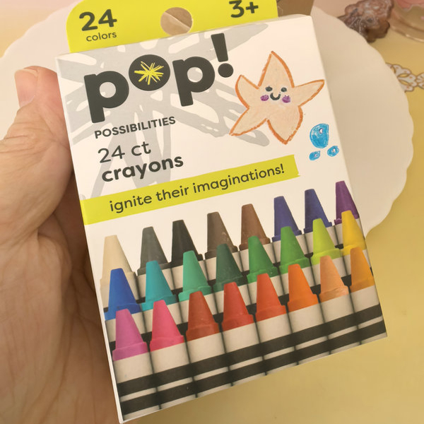 pop!盒装24色儿童绘画蜡笔