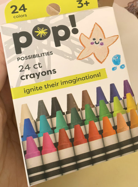 包邮出口原单pop!24ct crayons盒装24色儿童绘画蜡笔文具油画棒