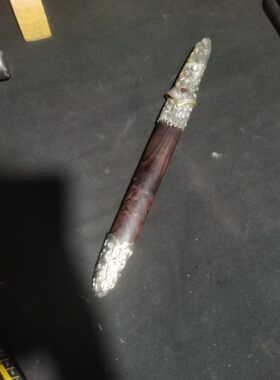 三枚合夹钢袖剑，黑檀木，白铜精雕收藏把玩送人未开刃