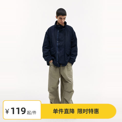 Vavu秋季多口袋立领插袋外套