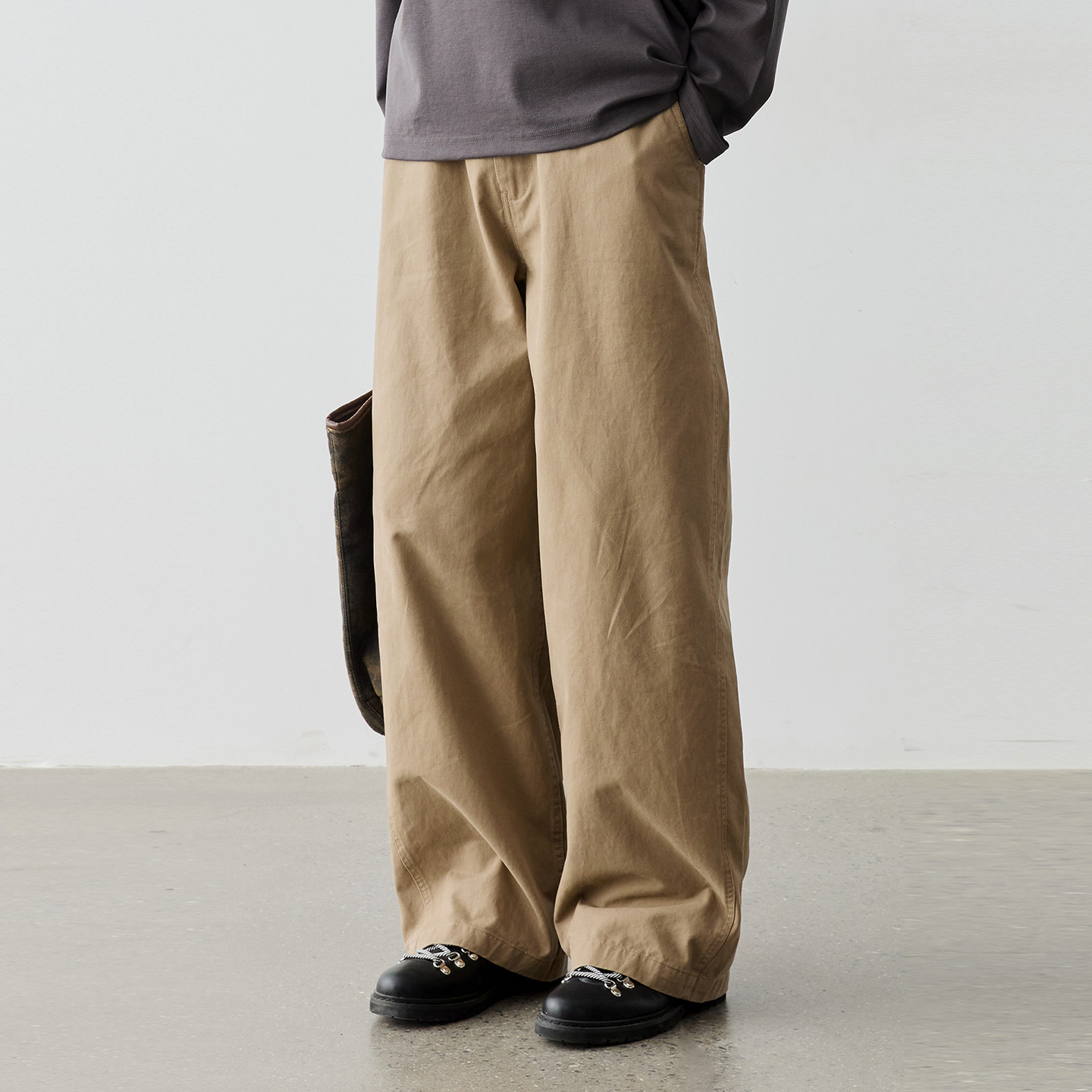 Vavu碳磨工艺斜纹肌理感长裤