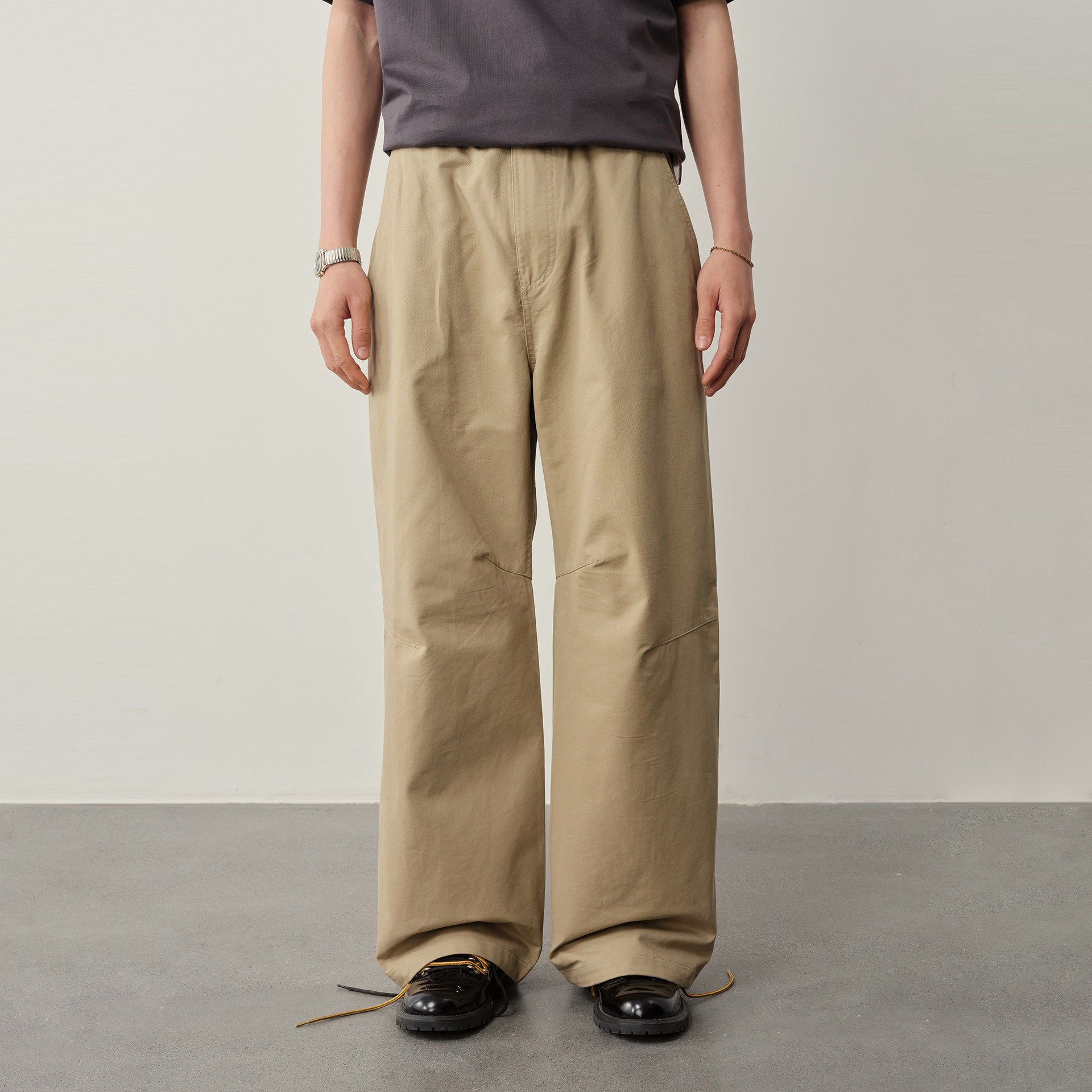 Vavu双经斜纹肌理感直筒裤亲肤纯棉通勤宽松工装长裤四季休闲裤男