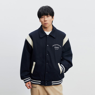 Vavu美式复古羊毛拼接棒球服棉衣