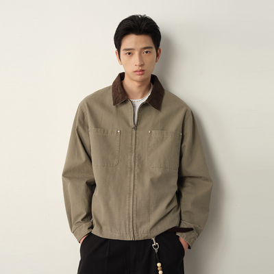 Vavu美式复古水洗灯芯绒帆布夹克