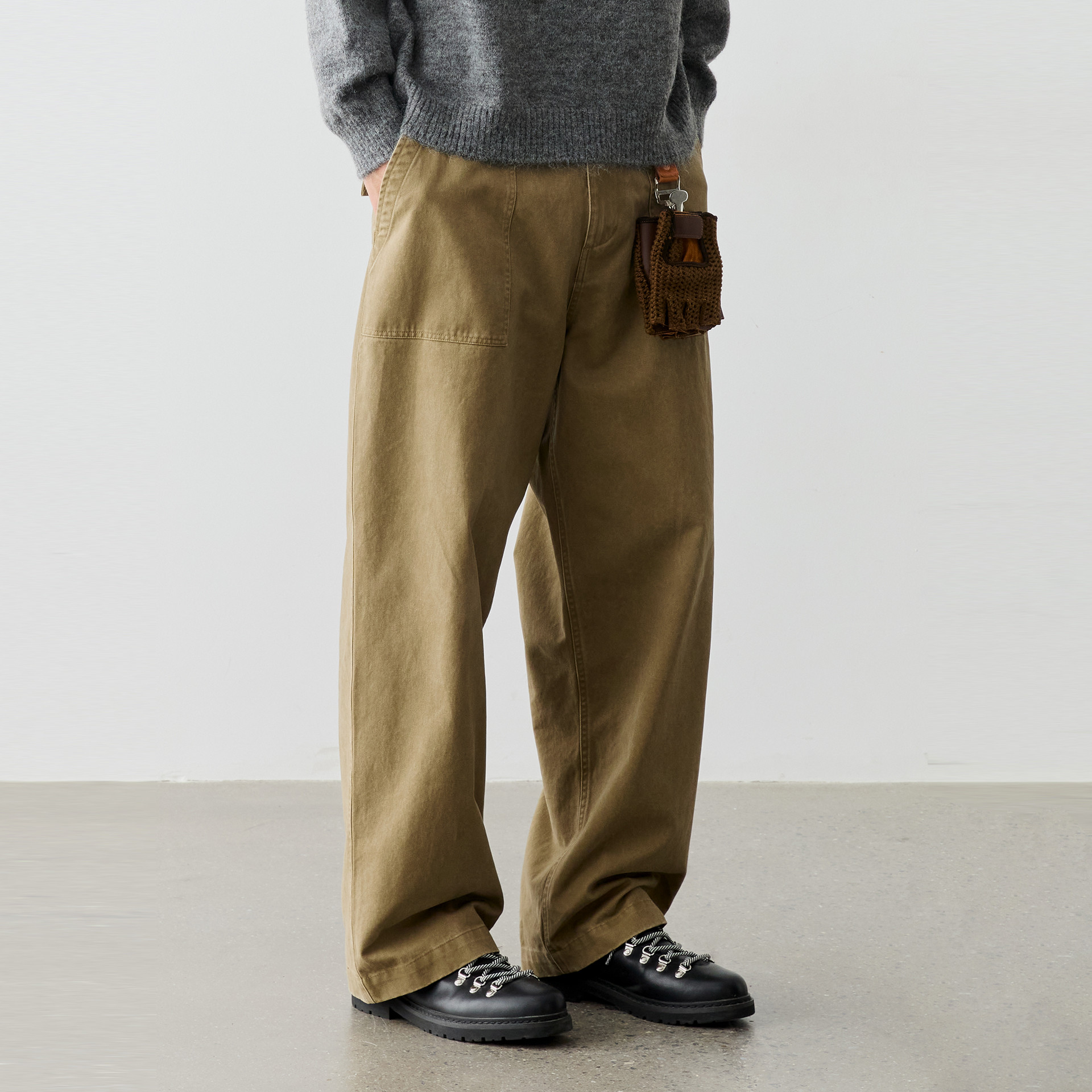 Vavu复古水洗做旧酵素甲板裤