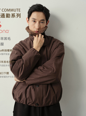 Vavu索罗娜120g保暖冬季棉衣可拆卸羊羔毛翻领夹克内里口袋棉服