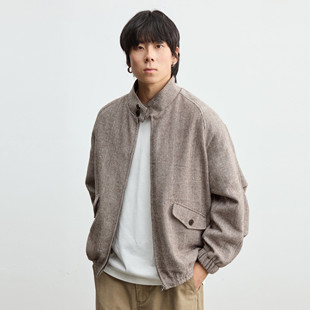 复古廓形工装 美式 Vavu羊毛混纺哈灵顿外套插肩袖 外套 限时6折