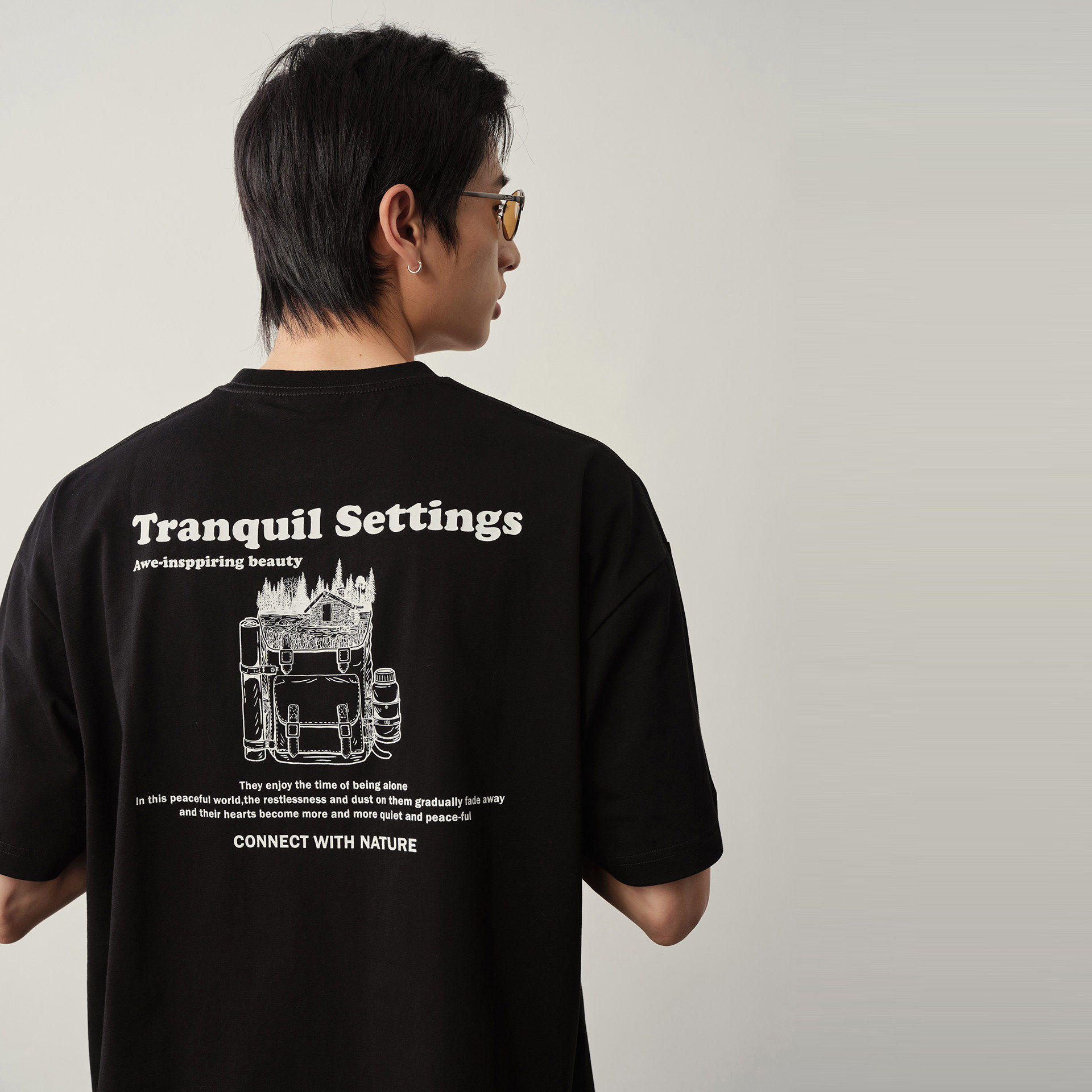 Vavu户外露营后背印花短袖T恤吸湿速干凉感情侣上衣夏季圆领半袖