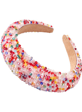 DD流砂系列/原创手工串珠简约百搭粉白水晶梦幻发箍不勒头发饰