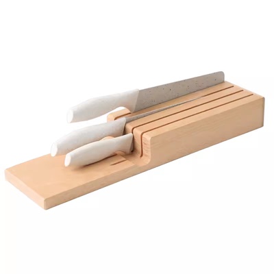 家用抽屉式厨房用品菜刀架刀具架子实木置物插架收纳架刀座榉木简