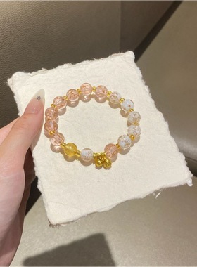 夜光琉璃手串双拼多色圈黄粉紫黑蓝水晶手链情侣款屿白记