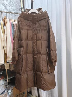 冬季韩版连帽加厚中长款羽绒服女