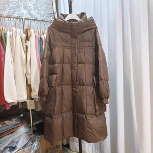 A型韩版宽松连帽中长款羽绒服女加厚冬季外套3933