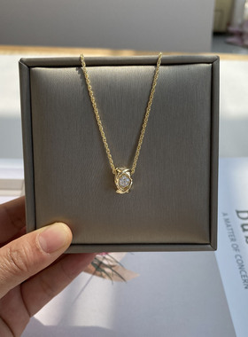 防过敏不掉色 韩国时尚经典百搭戒指环镶钻吊坠项链 锁骨链颈链女