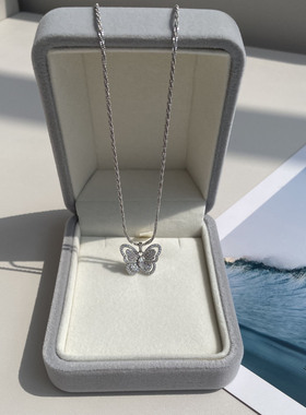 防过敏不掉色 高级感轻奢简约春天的味道 花开蝴蝶来百搭吊坠项链