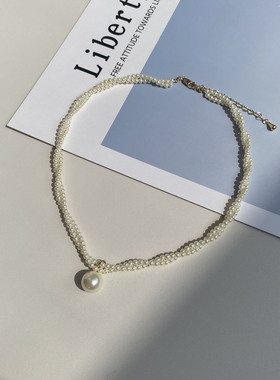防过敏不掉色 艺达2026新款 百搭温柔麻花珍珠项链 显白日常穿搭