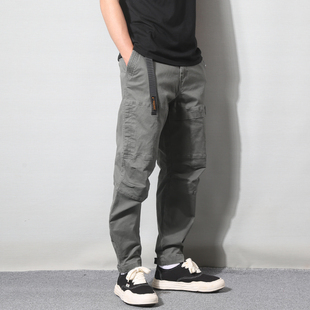 束脚裤 松紧腰直筒宽松收口锥形休闲长裤 男潮 裤 日系潮牌余文乐工装