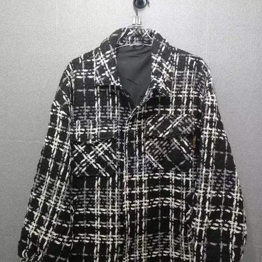 2025秋季新品宽松休闲男士外套仿毛线款藤条样式黑白条青年时尚潮