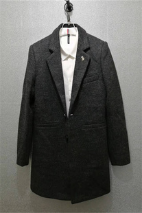 羊毛毛呢大衣风衣中长款 男士 修身 西装 青年商务韩版 领单排扣休闲潮
