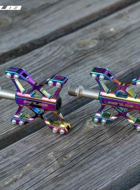 GUB GC009电镀炫彩自行车脚踏板铝合金山地车脚蹬子轴承通用