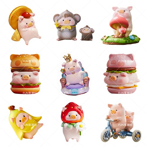 正品罐头猪LuLu猪招牌咖堡小公主美猴王乐之限定吊卡汉堡协力车
