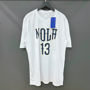 夏季鹈鹕队NOLA 13号普尔篮球速干T恤宽松透气训练运动短袖T恤男
