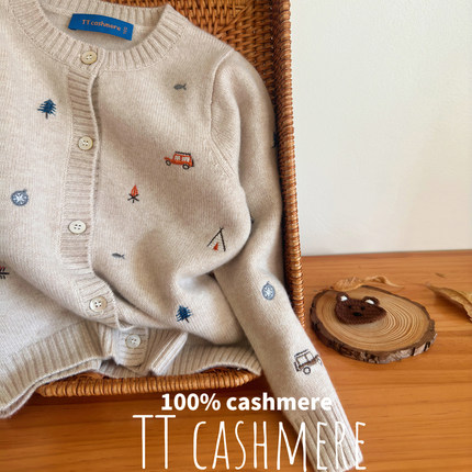 TTcashmere 山羊绒双股针织衫毛衣柔软舒适男童刺绣小汽车康赛妮