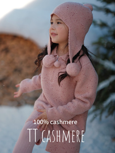 女童宝宝加厚洋气翻领毛衣套装 cashmere山羊绒衫