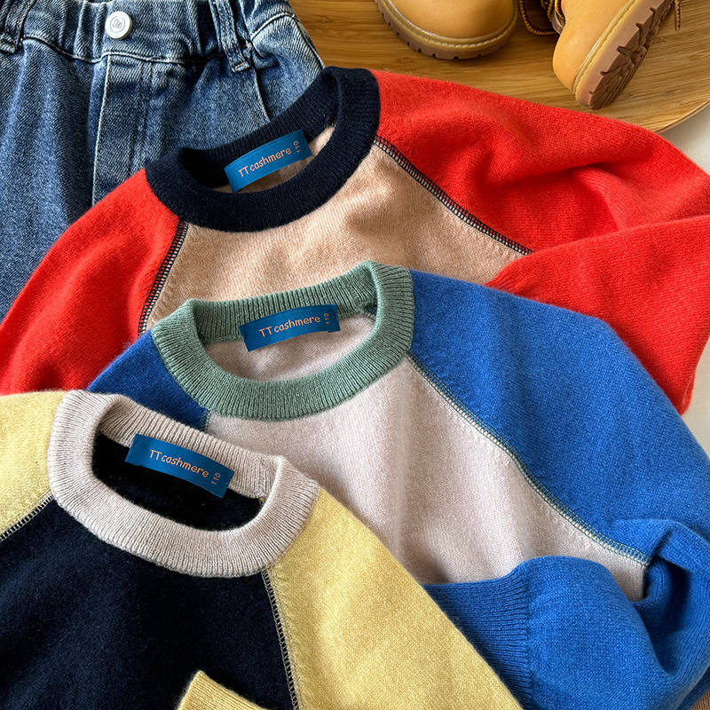 针织打底TTcashmere拼色秋冬新款