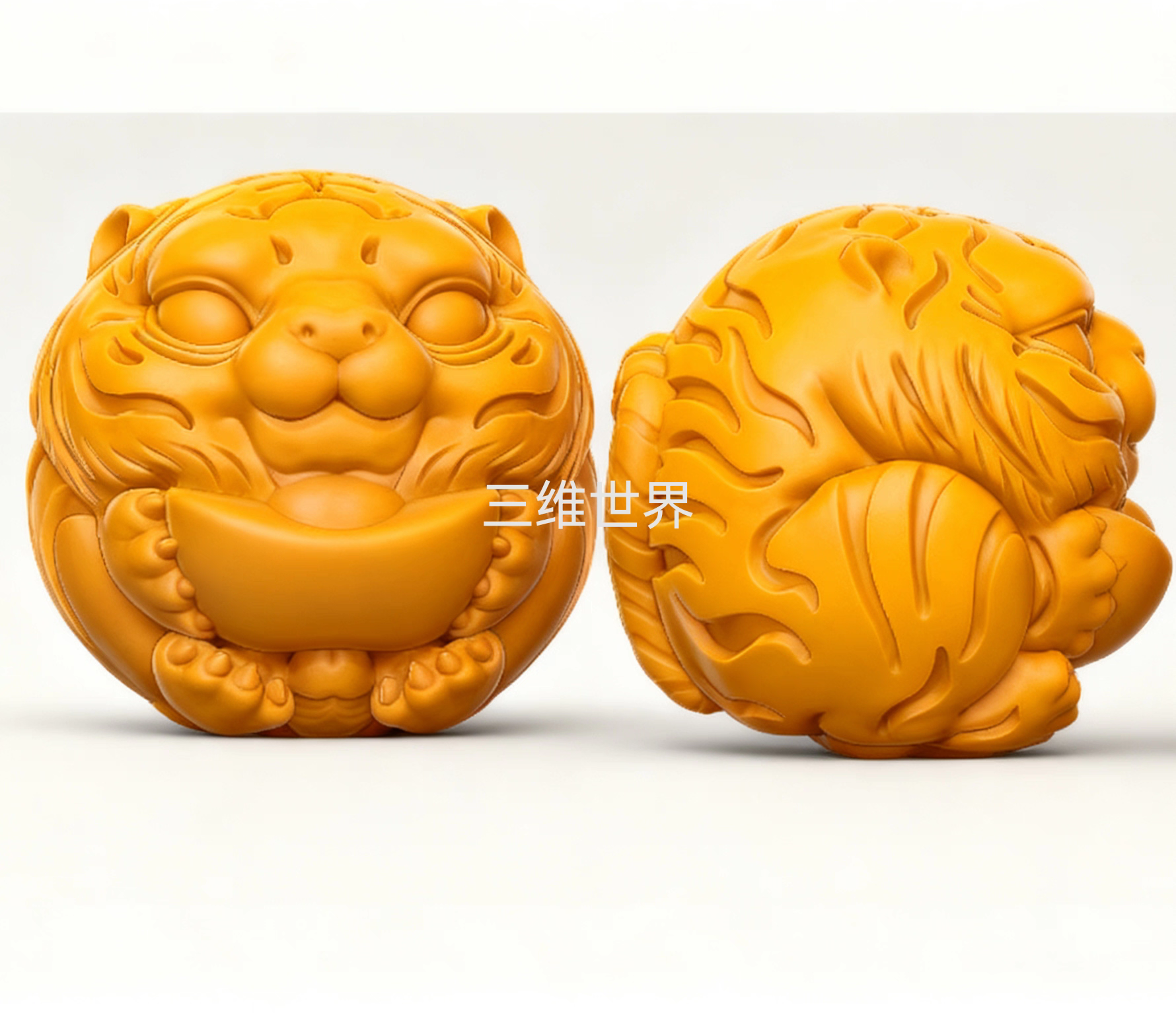 生肖虎STL手串741圆雕图stl元宝可爱老虎珠雕刻3d打印圆珠2023
